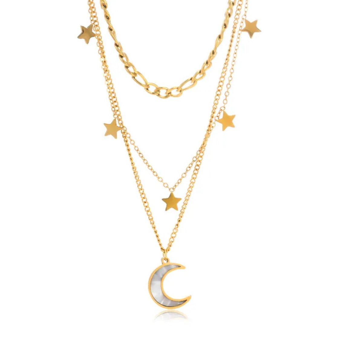 Moon star layered necklace