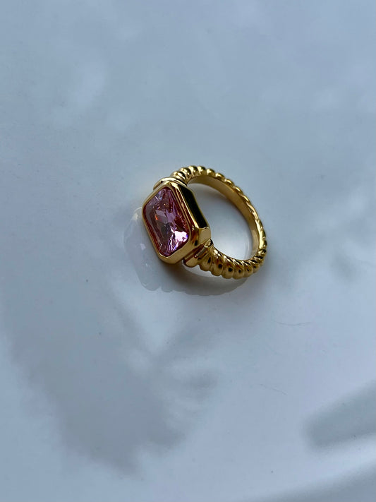 Pink crystal ring