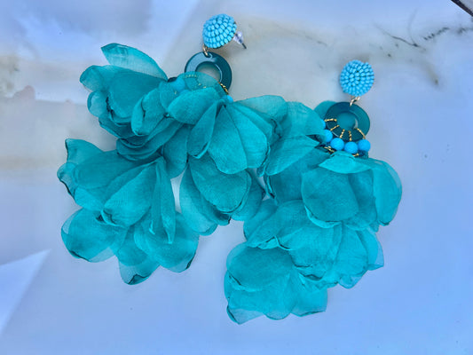 Blue hawaiian petal earrings