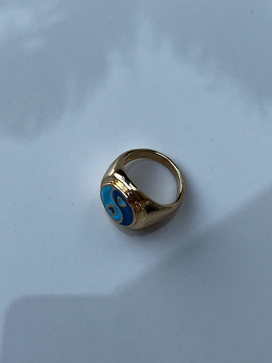 Blue Ying-Yang ring
