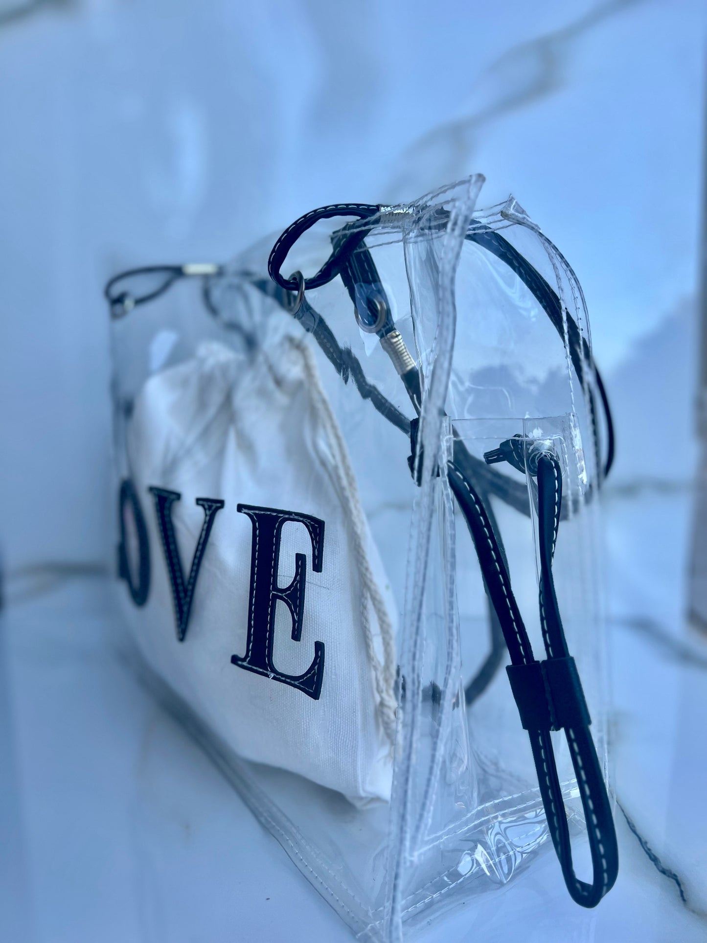 Love clear tote bag