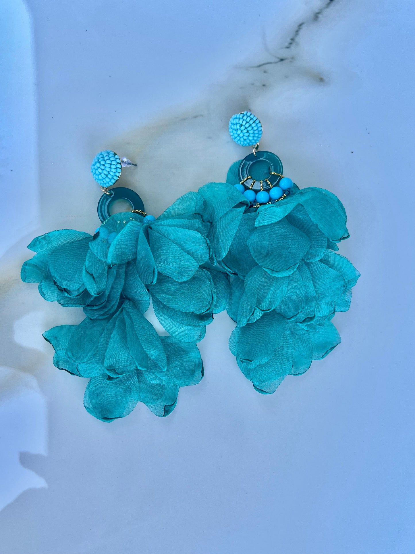 Blue hawaiian petal earrings