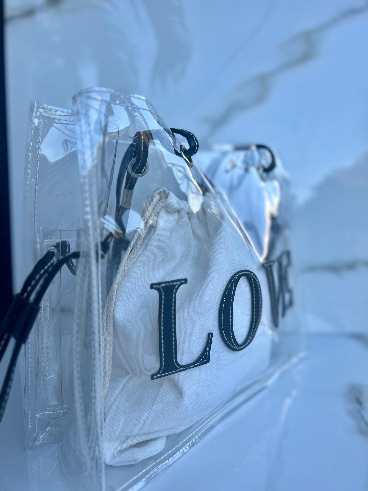 Love clear tote bag
